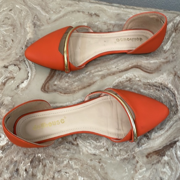 Dollhouse pointed toe orange flats - Picture 10 of 16